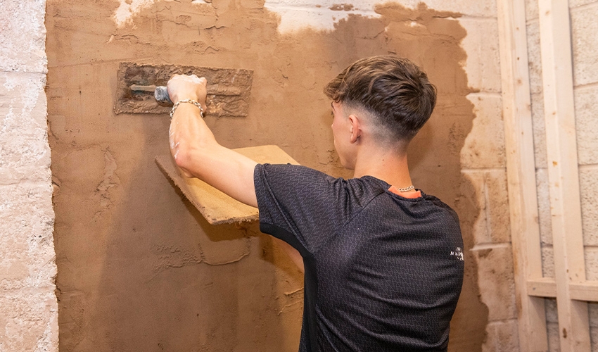 Plastering students have all the space they need to practice their specialist skills and technique.