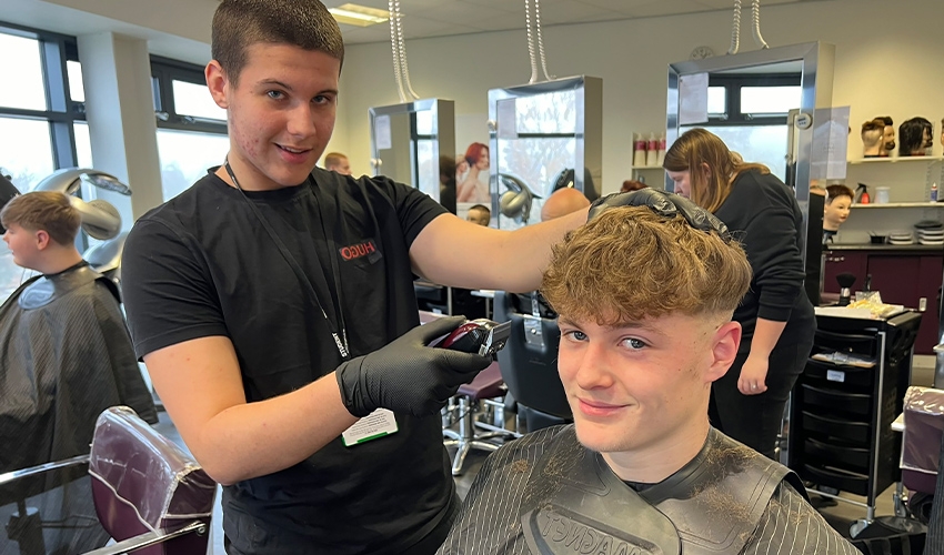 Barbering students staged a charity event to support mental health charity Supported Muted, giving fellow students, staff and family a quick trim in return for a donation.
