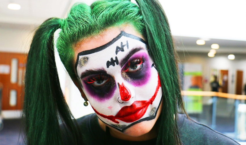 A creepy Joker face was just one of the looks created for Halloween.