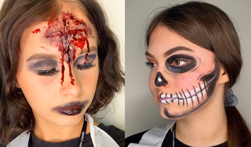 Students getting into the halloween spirit.