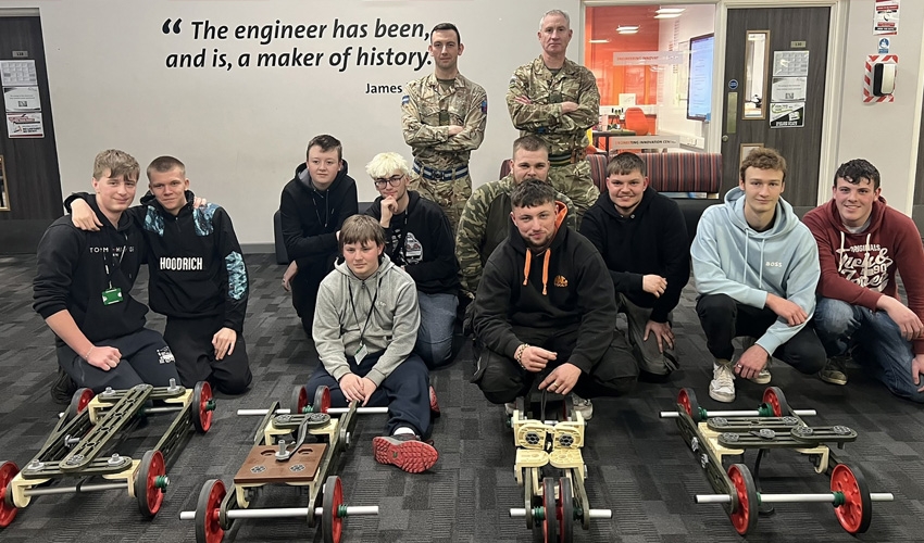 Students studying motor vehicle learned about life and careers in the Armed Forces, courtesy of talks and presentations as well as a team based activity to get involved in.