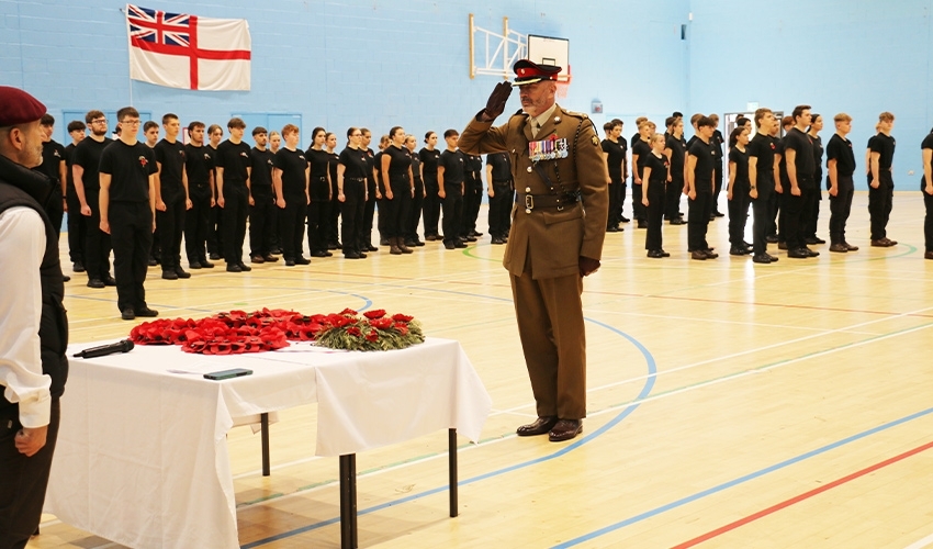 The annual Remembrance Day service and formal parade was organised and led by more than 60 uniformed protective services students.